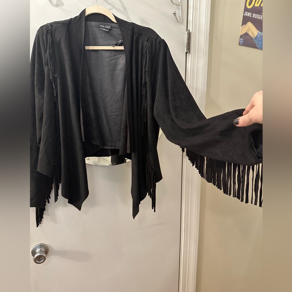 fringe vegan suede jacket sz18 -live your daisy&6 / freepeople dreams/citychic